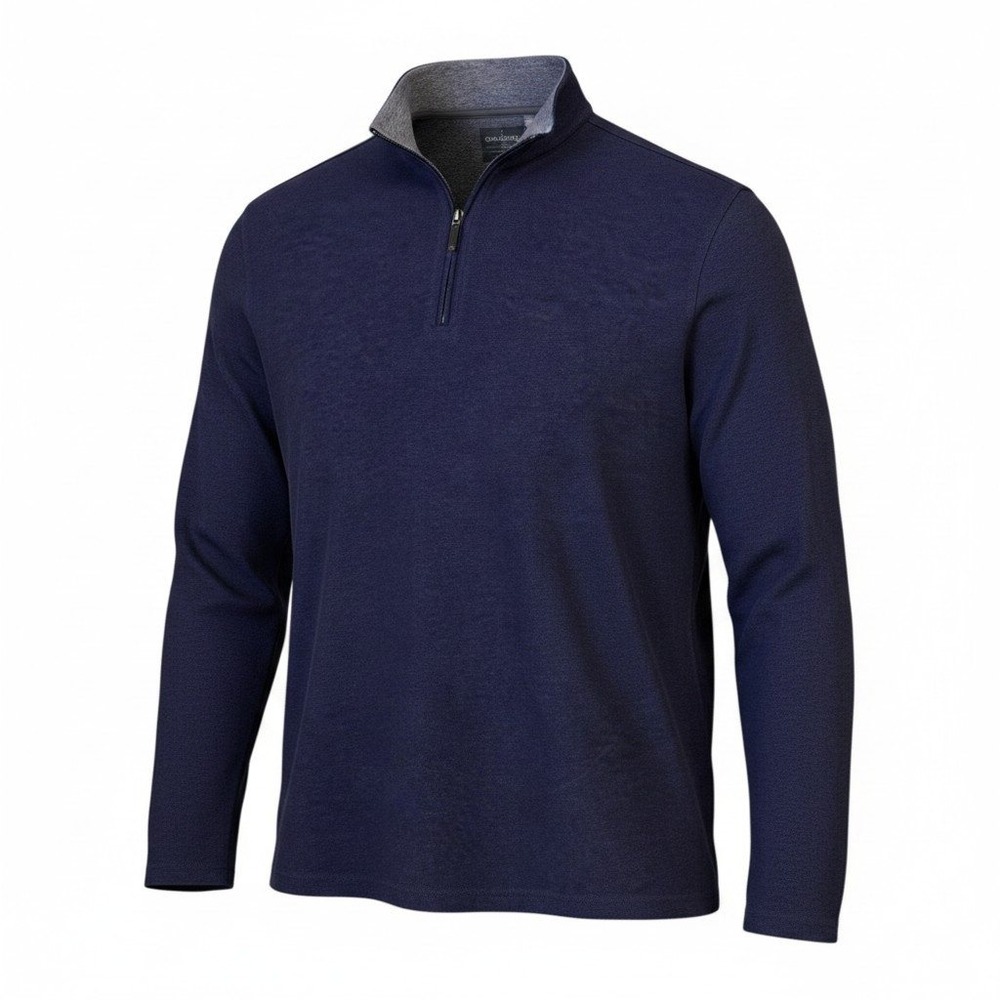 Mizzen+Main Mens XL Navy Blue Heather Performance Quarter Zip Pullover Sweater